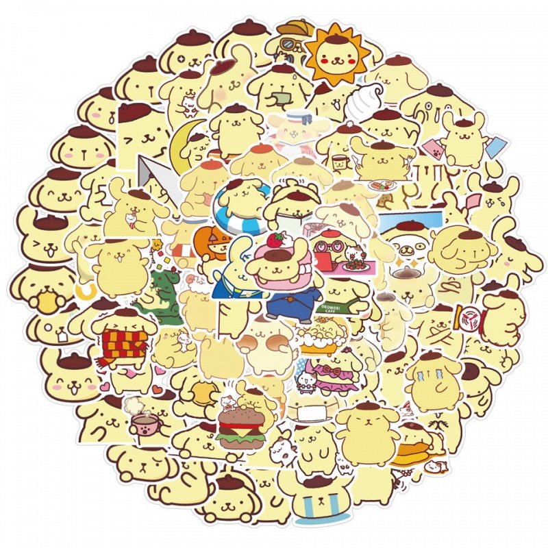 100 sheets of Korean cute pudding dog stickers Cartoon Suitcase Stickers Laptop stickers Waterproof Sticker