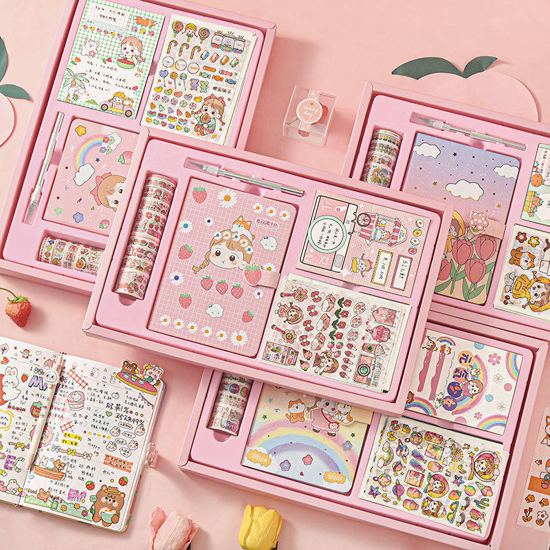 Chestnut Tyrant Series Cute Cartoon Pattern Hand Ledger Gift Box Sets Hand Ledger Book of the present Princess Jane's Day Book of the Princess