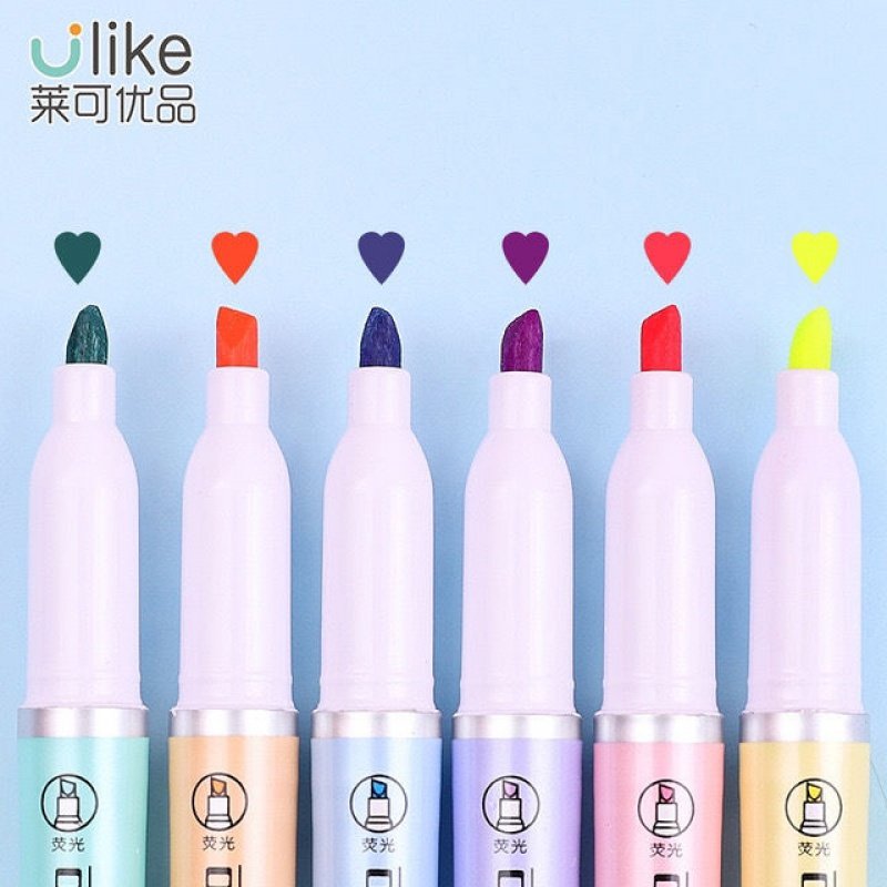 Laike Youpin double-headed erasable highlighter student mark color marker pen hand account key mark