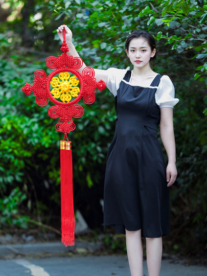 Tianyi Ji Chinese Knot Pendant, Large Size, for Living Room, Entrance, Bedroom, Tianji Cloud Brocade, Peace and Celebration Knot, High-End Handmade Hanging Decoration