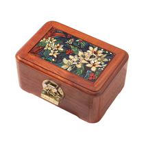 Guolu rosewood jewelry box solid wood exquisite national style mahogany storage box with lock retro light luxury wedding gift