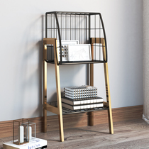 Nordic simple bookshelf home living room grid storage rack bedroom iron storage shelf multi-layer simple display rack