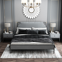 Italian light luxury soft bag bed modern minimalist Nordic master bedroom double bed 1 8 meters iron bed 1 5 single iron frame bed