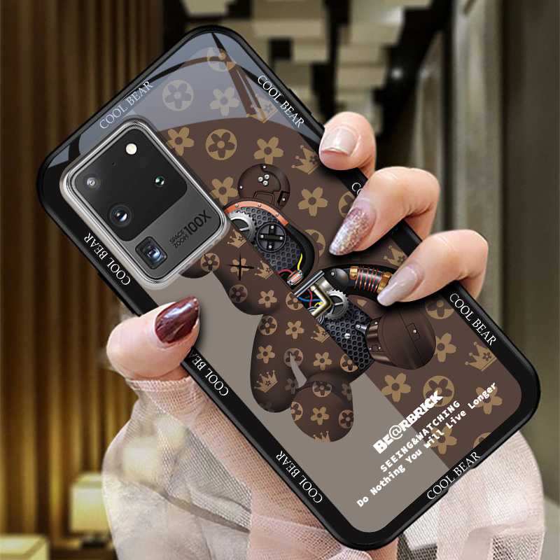Protective Case Suitable for Samsung S20 Ultra Phone Case Sm-G9880 Galaxy Phone Cover, New Anti-Drop Silicone Case for Men and Women, Glass Cute Soft Case Hard Case Full Coverage Internet Celebrity Style