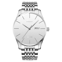 Simple and stylish mens dual calendar luminous waterproof watch stainless steel business non-mechanical quartz watch mens new style