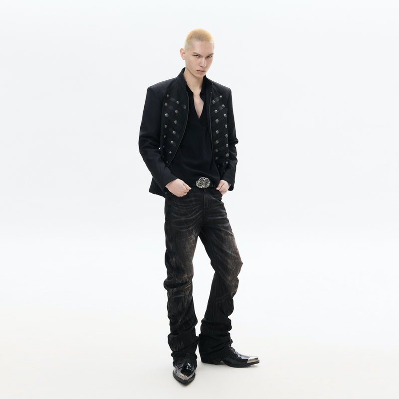 Frkm Scd 26Ss Napoleon Jacket Palace-Style Heavy Craft Double-Breasted Straight-Shoulder Jacket Light Casual Black Frkm Scd 26Ss Napoleon Jacket Palace-Style Heavy Craft Double-Breasted Straight-Shoulder Jacket Light Casual Black