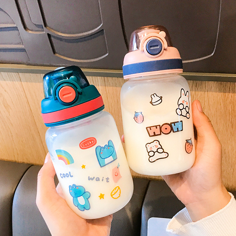 Cute glass glass girls in portable handcup girls Han Edition student girl heart water cup