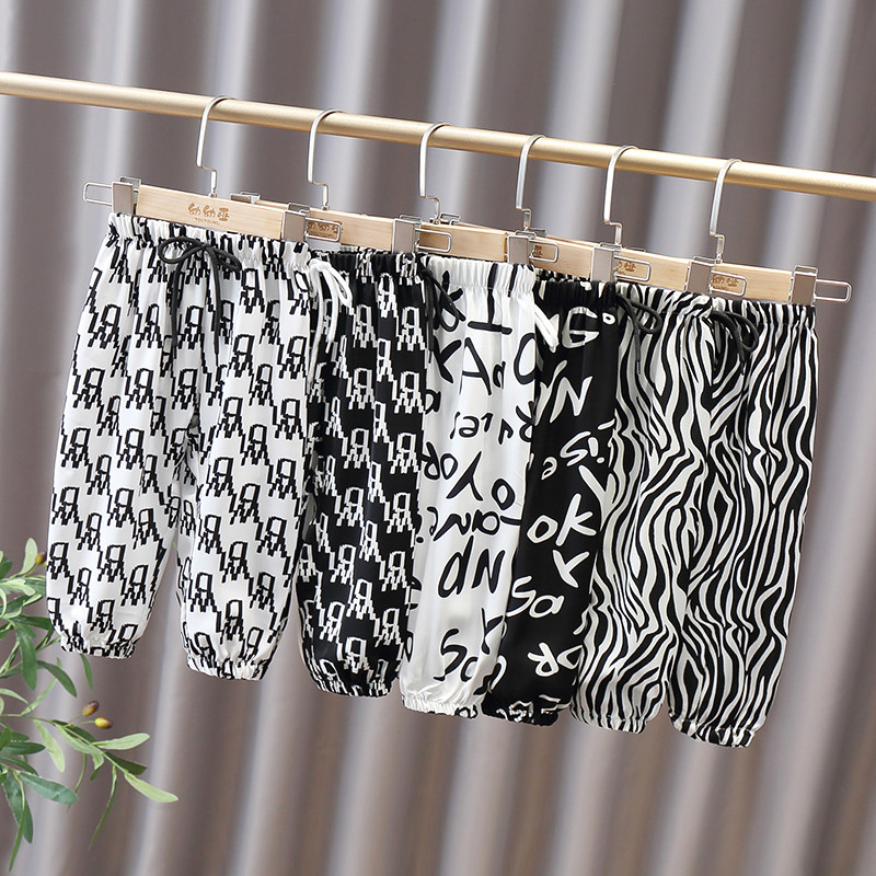 Children's anti-mosquito pants summer girl treasure new baby light and thin children's trousers girls summer thin ice silk pants summer