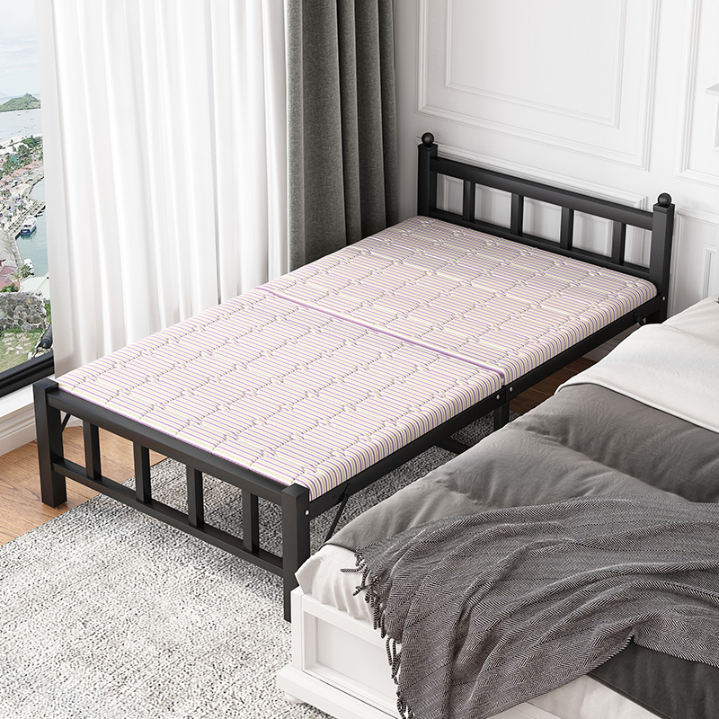 Folding bed sheet People use office lunch break simple portable bed Double 1 2 m rental room Hard plate iron frame bed