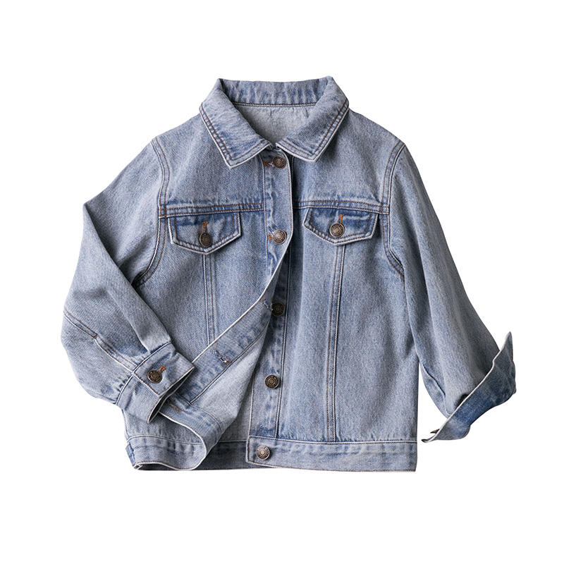 New Lucky Gấu Retro Eco Rửa Kích Kids bé Parent-Child Denim Jacket mùa xuân áo khoác