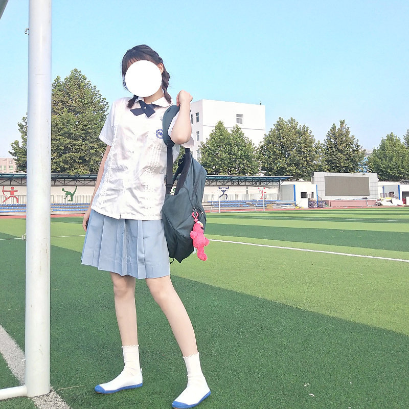 Free Shipping, Ready to Ship Immediately. Taiwan National Normal University High School Matching Light Blue Skirt