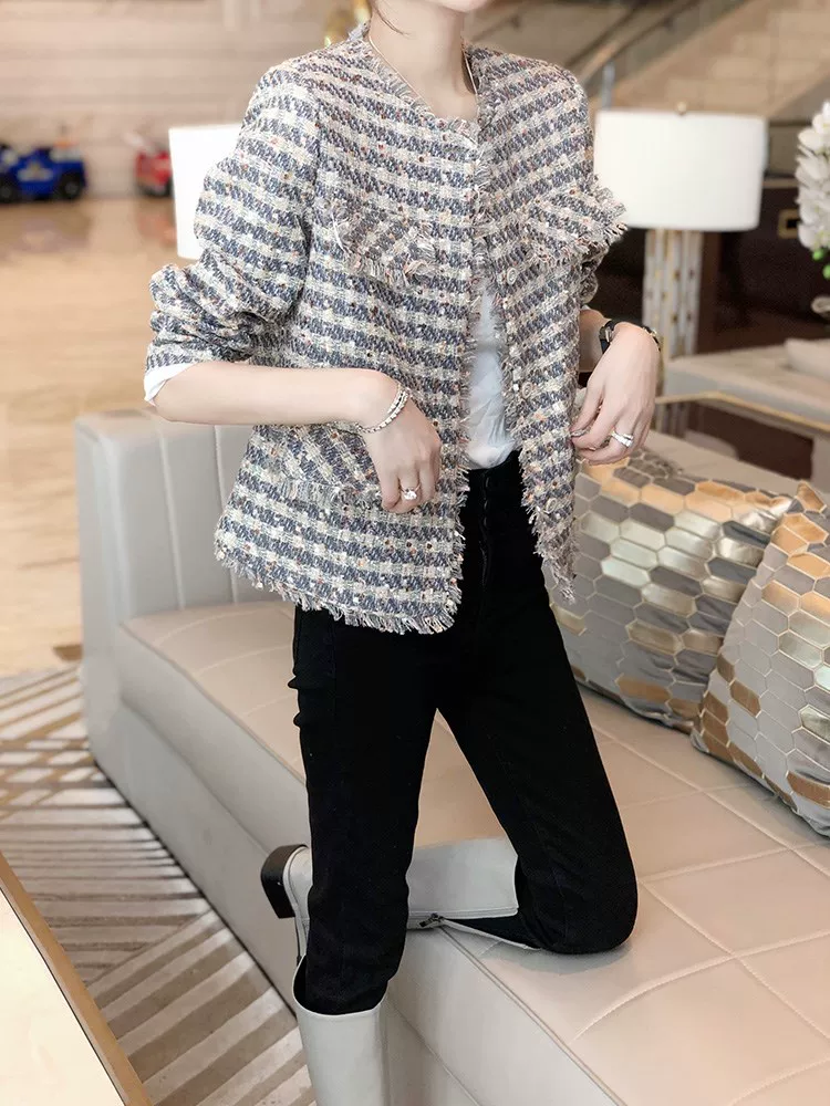 Осенняя куртка, кардиган, стиль Chanel, западный стиль