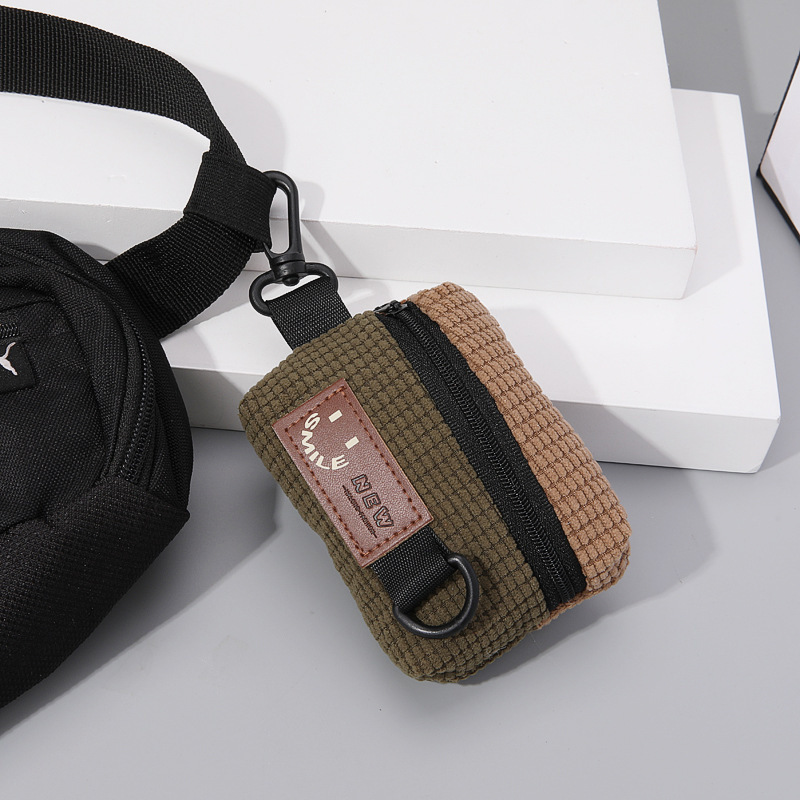 Suitable for Apple Airpods4 Wireless Bluetooth Earphone Protective Case, Anti-Drop Airpods3 Small Wallet Zipper Corduroy Pro2 Dual-Compartment Hanging Bag, Apple Airpods4 Earphone Storage Bag, Personalized