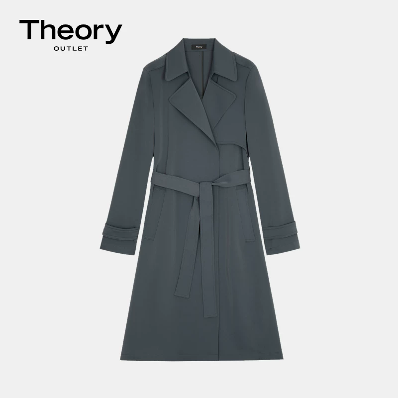 Теория outlet женский плащ-халат с широким лацканом длинные рукава trench coat K105401R