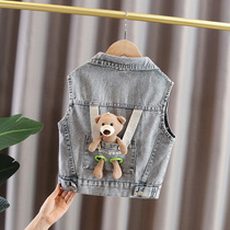 Childrens spring and autumn new denim waistcoat boys vest baby autumn clothes 3 blouses of thin little boy cute 5-year-old