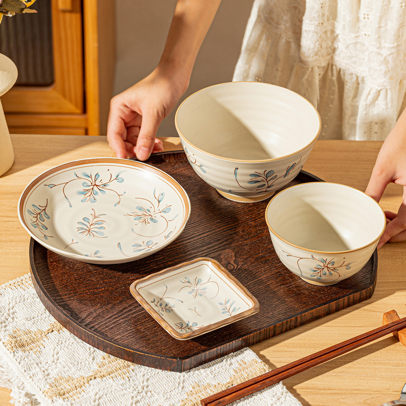 Vintage-Style One-Person Postpartum Dinnerware Set with Tray and Bowl Set for Home Use, 2026 New Model Bowl and Plate Set
