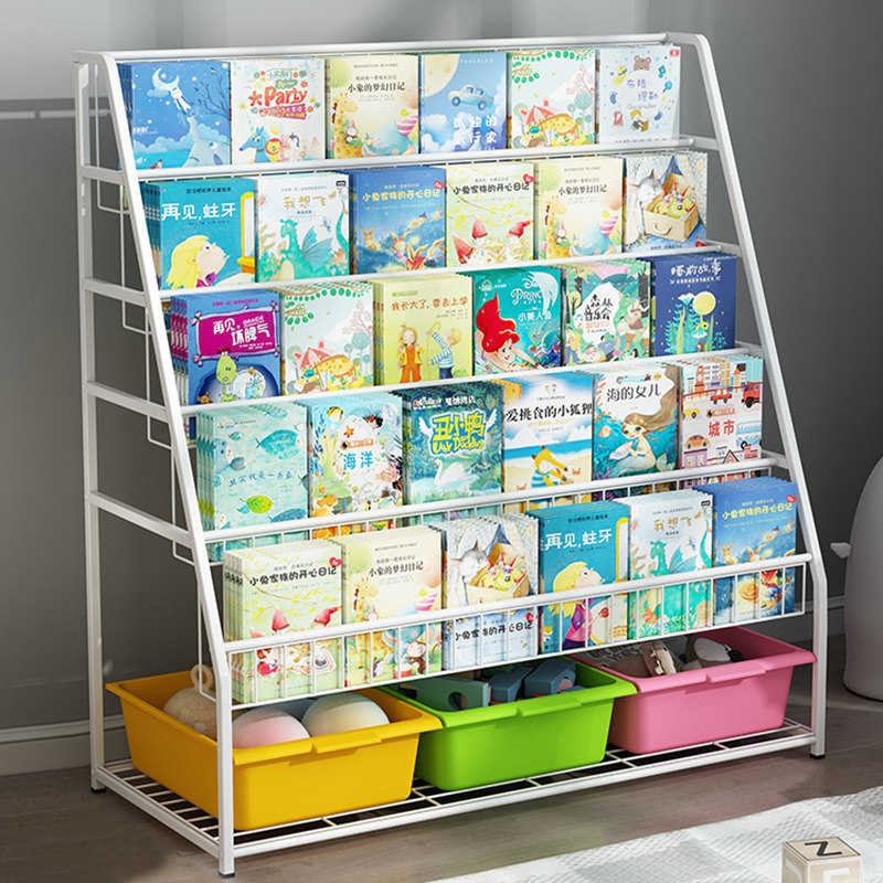 Children's bookshelves Baby painted Ben containing shelf Toys Floor Multilayer Containing Cabinet Finishing Home Nursery Bookshelves-Taobao