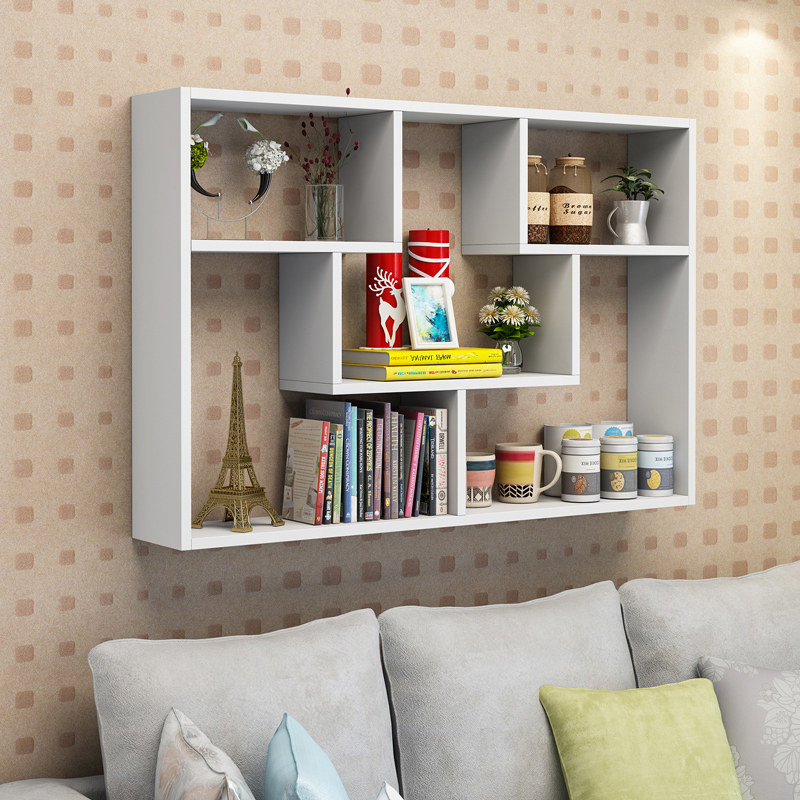 Solid wood bookshelf wall shelf wall hanging cabinet wall decoration rack wall cabinet bedroom storage simple modern wine rack