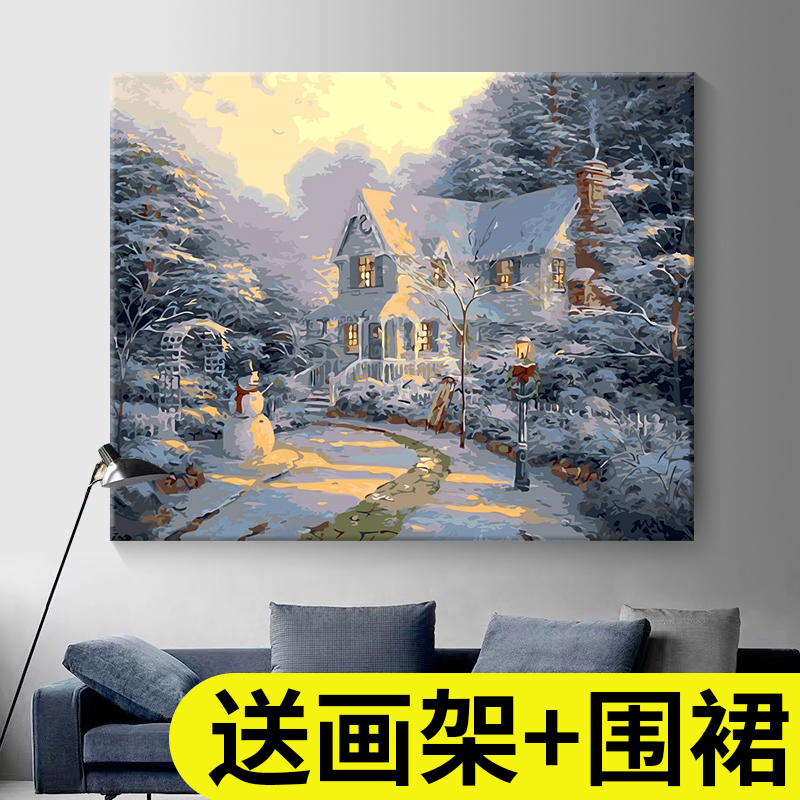 Hand painting diy digital oil painting fill fill filled oil painting healing landscape acrylic decorative painting custom painting