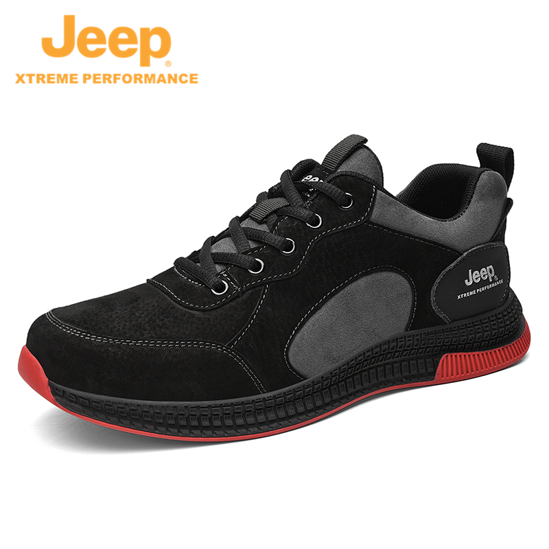 Black J031191220jeep jeep Men's Shoes summer Versatile man leisure time shoes male Fashion shoes genuine leather Hollow out reverent Mesh surface gym shoes