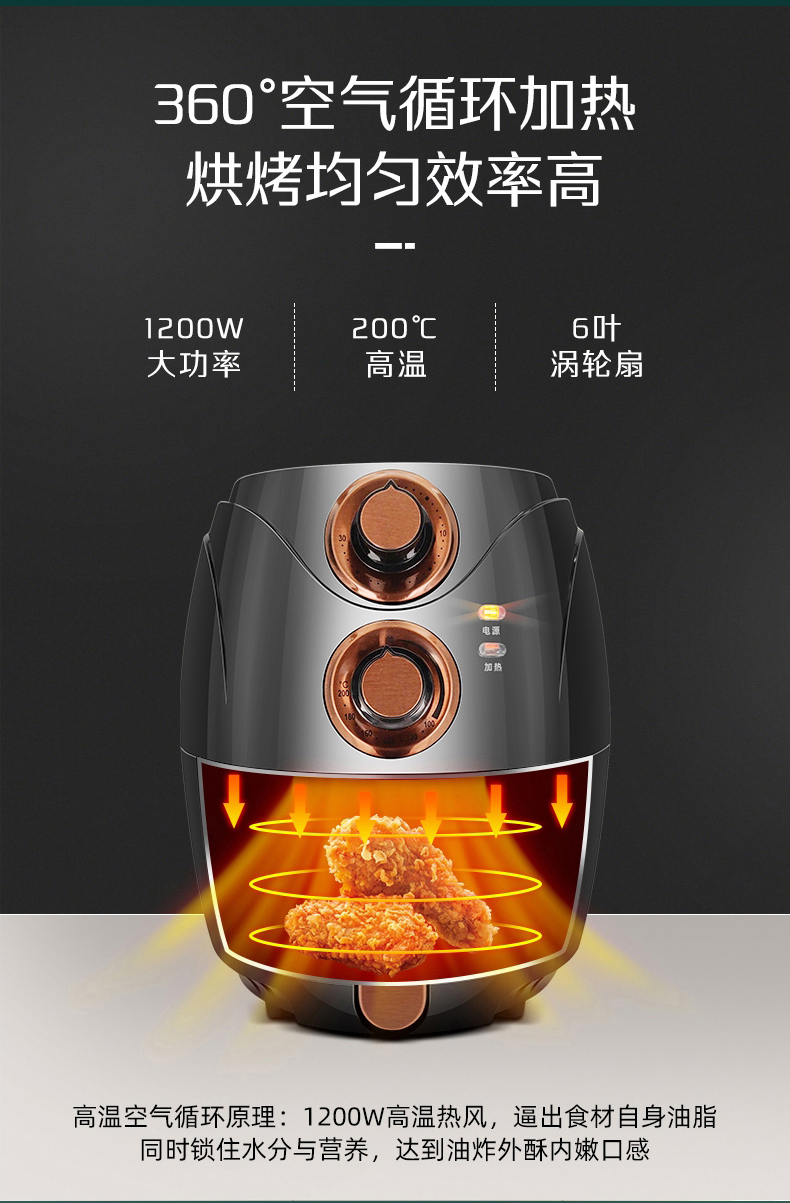艾美特 EAF2501 无油烟 多功能空气炸锅 2.5L 天猫优惠券折后￥129包邮（￥309-180）赠不粘炸篮、食谱