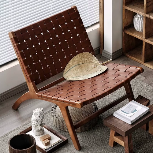 Дизайнерский японский плетеный диван для отдыха из натурального дерева
