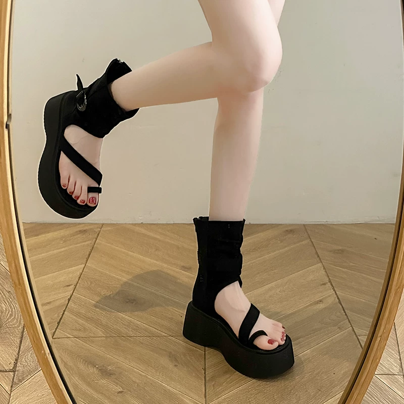 Retro summer set, sandals, low boots with zipper