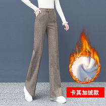 Xinsi Yali clothing store woolen pants casual women autumn and winter black velvet pants high waist slim pants trousers