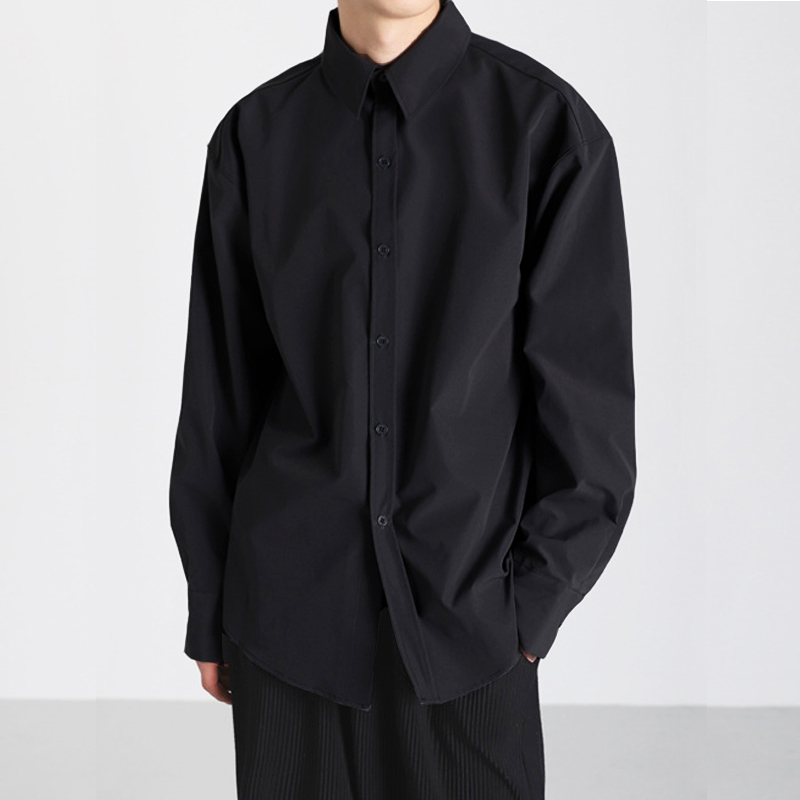 Spring and Summer 2026 Black Shirt for Men, Long-Sleeved, High-End, Casual Business, Wrinkle-Free, Drapey White Shirt, Trendy Jacket