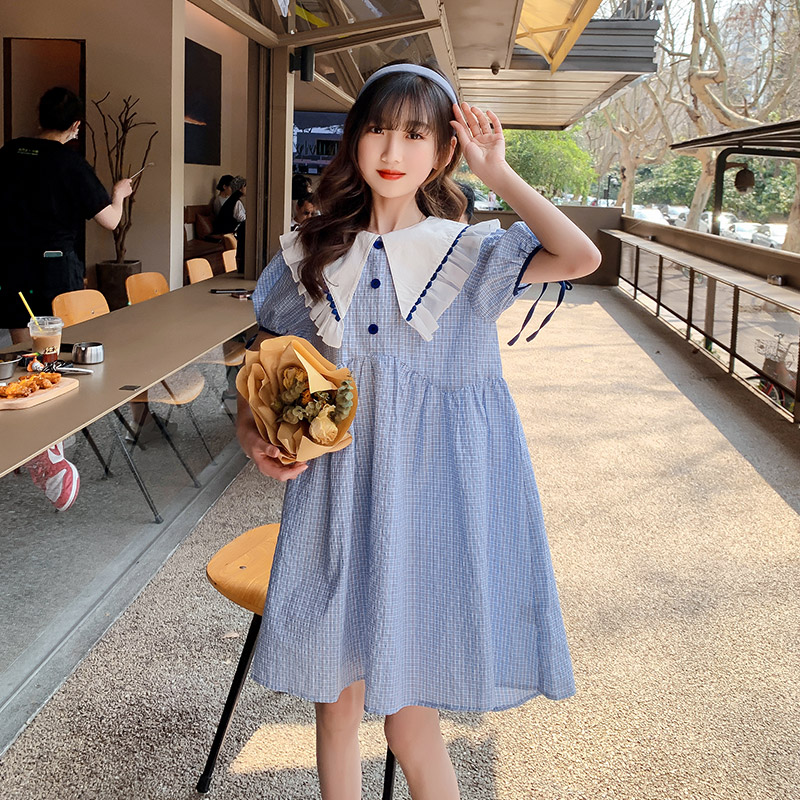 Girl Foreign Dress Summer Dress Children Skirt Summer 2022 New Foreign Pie Academy Wind Dresses Princess Dresses Princess Dresses