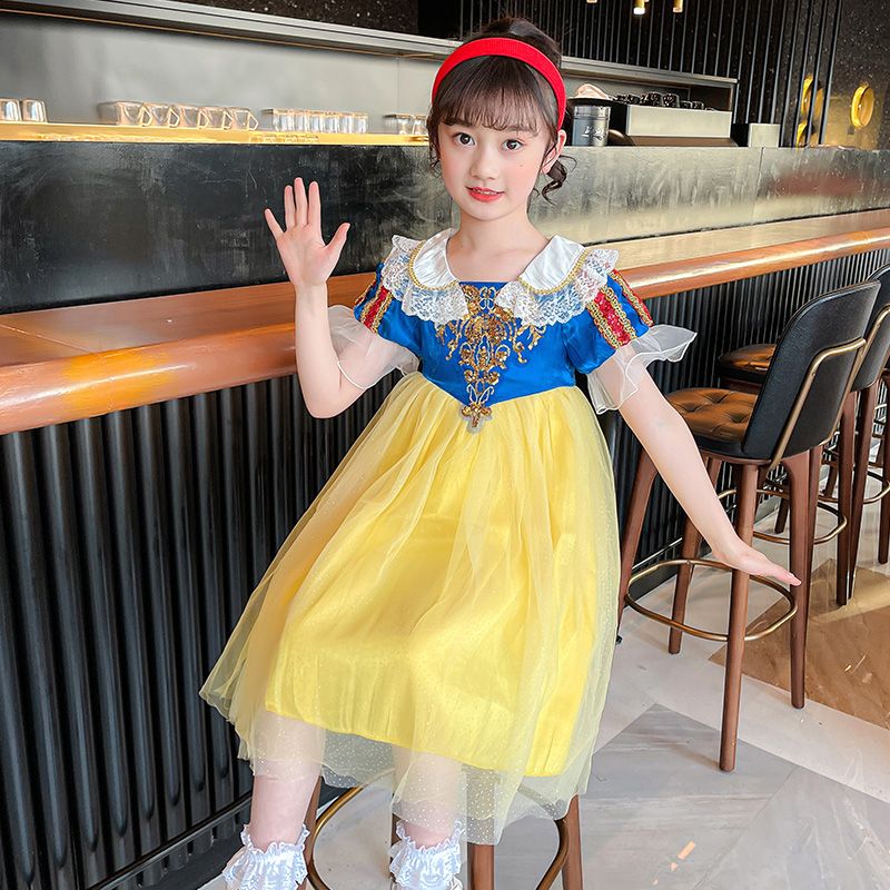 Girl Foreign Dress Summer Dress Love Salsa Children Skirt Short Sleeves 2022 New Foreign Pie Korean Version Girl Princess Dresses Dress