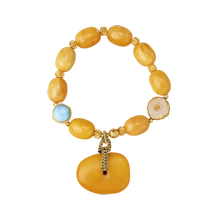 Potala Palace S925 Silver Six-Word Mantra Beeswax Bracelet Womens Single Circle Amber Bracelet Beads