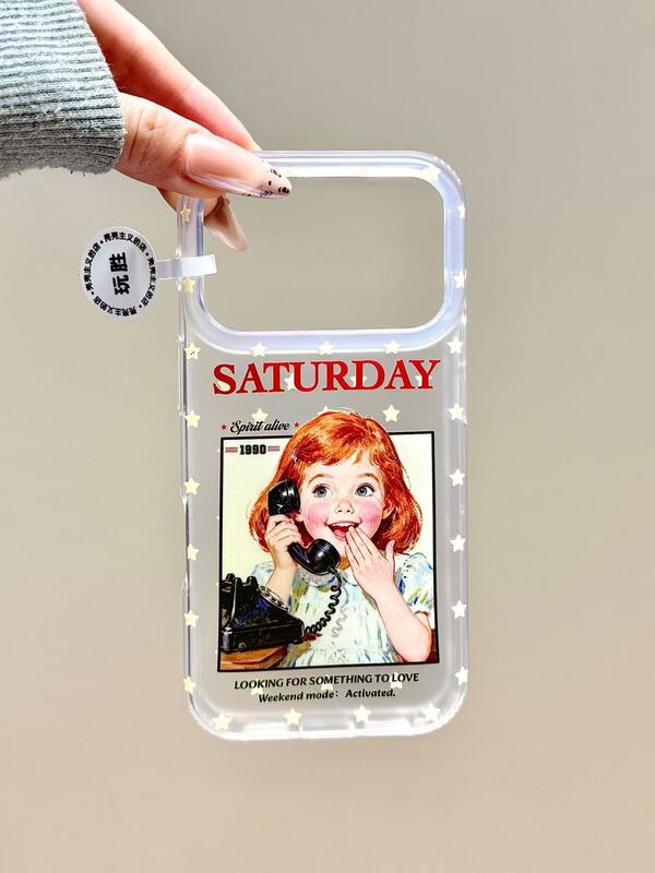 Let's Get a Case! Retro Phone Case for a Girl with Orange Hair, Double-Layered, for iPhone 17 Pro Max, 16, iPhone 15