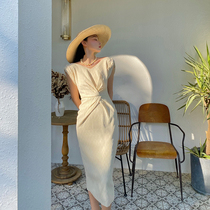 XIAOLI Downton Abbey white v-neck dress 2021 new spring French design sense niche skirt female summer