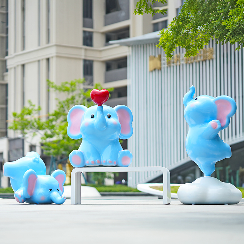 Outdoor Cartoon Elephant Sculpture for Kindergarten, Scenic Spots, Shopping Malls, Fiberglass Photo Props, Creative Decorative Ornaments Outdoor Cartoon Elephant Sculpture for Kindergarten, Scenic Spots, Shopping Malls, Fiberglass Photo Props, Creative Decorative Ornaments