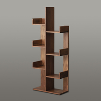  Black walnut bookshelf Solid wood modern minimalist bedroom living room wall balcony Office floor-to-ceiling storage rack