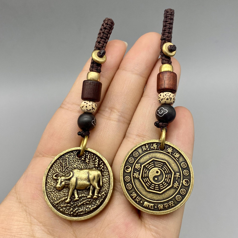 Creative Brass Key Buckle Pure Copper Hand Zodiac Sign Hanging Decoration This Life Year Pendant Car Bag Pendant Pendant Car Bag Pendant