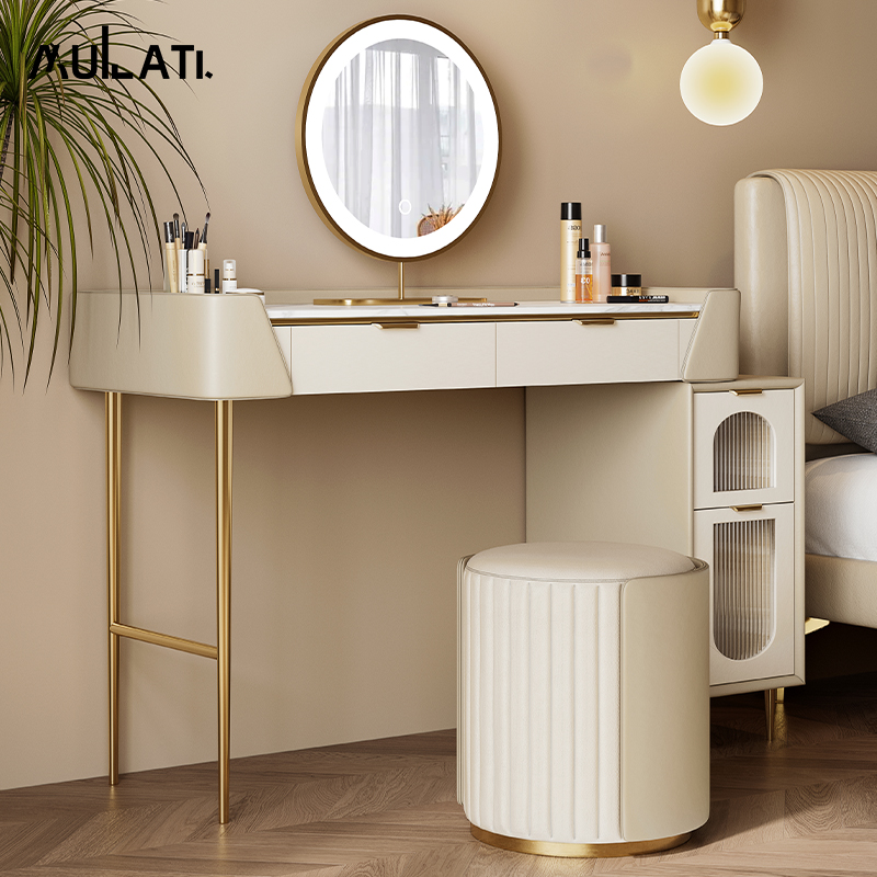 Wooden Lati Cortical Makeup Bench Extreme Jane 2021 New Solid Wood Light Lavish Imported Rock Board Bedroom Modern Brief