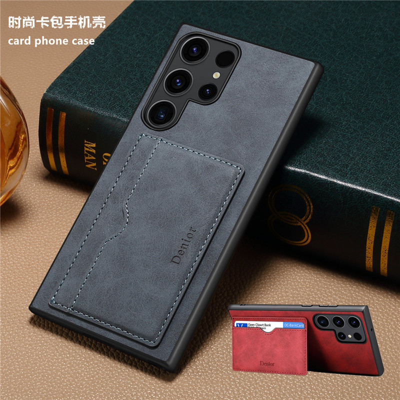 Suitable for Samsung S26 Ultra Phone Case with Card Slot, S23 Fe Phone Case with Stand, S25+ Wallet, Samsung S24 Plus Phone Cover, Leather Protective Case for Men, Card Case