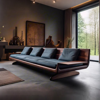 New chinese style north american black walnut three seater sofa