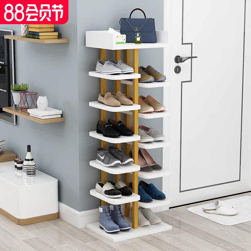 Simple shoe frame door economic shelf household room for good viewing provincial space multilayer collection of iron shoe cabinet