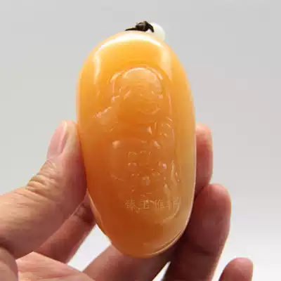 Natural Jade brave hand pieces meters Huanglong Jade laughing Buddha play Jade play lucky brave evil peace gift