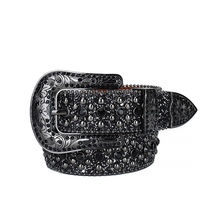 Black European and American street hip-hop rock cross black punk belt rhinestone inlay pin buckle belt men and women trendy