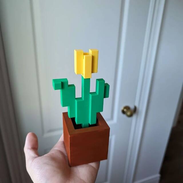 Mc Minecraft Game Merchandise Tulip Rose Creative Desktop Decoration Pixel Plant Arrangement