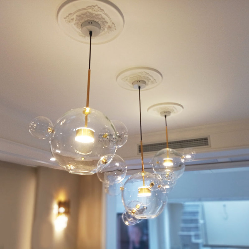Transparent Bubble Mickey Glass Ball Living Room Dining Room Bedroom Nordic Post-Modern Simple Creative Bed Personalized Chandelier