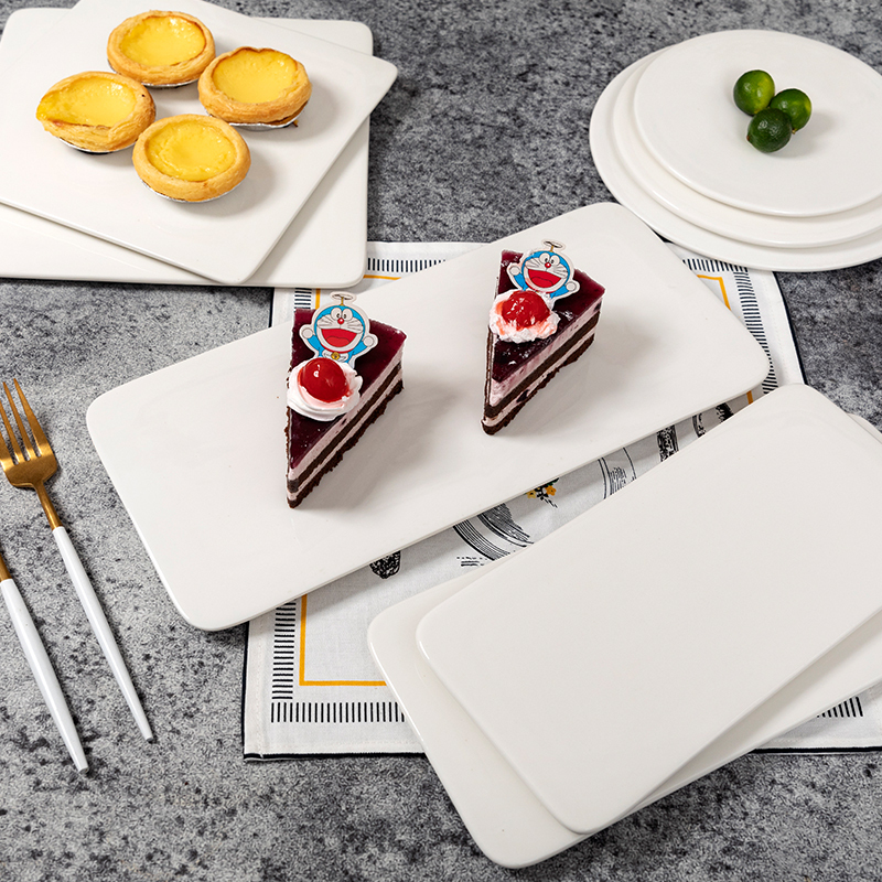 Rectangular Tray Mousse Cabinet Display Plate Ceramic Flat Cake Plate Baking Tableware Vocational School Painting Jam Plate Rectangular Tray Mousse Cabinet Display Plate Ceramic Flat Cake Plate Baking Tableware Vocational School Painting Jam Plate