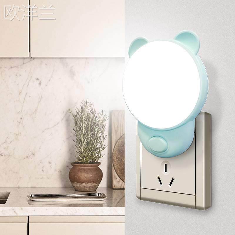 Small night light LED plug-in switch lights color-saving double color bed lamp baby feeding lamp bedroom night