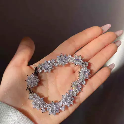 Платиновый браслет на солнечной энергии, белое золото 18 карат, инкрустировано бриллиантами, 1 карат, японские и корейские, европейский стиль