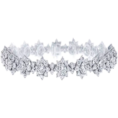 Платиновый браслет на солнечной энергии, белое золото 18 карат, инкрустировано бриллиантами, 1 карат, японские и корейские, европейский стиль