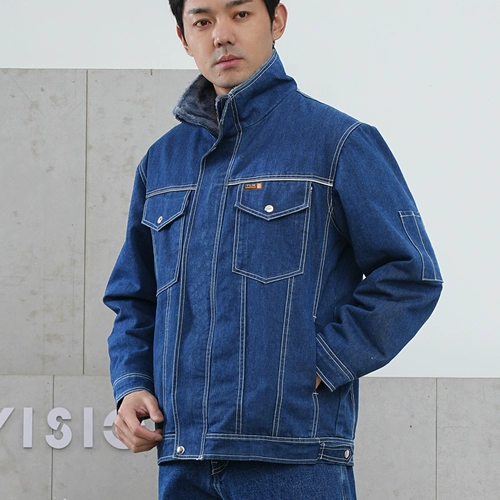 Зимняя утепленная куртка для работы, джинсовый хлопковый пуховик, износостойкое демисезонное термобелье